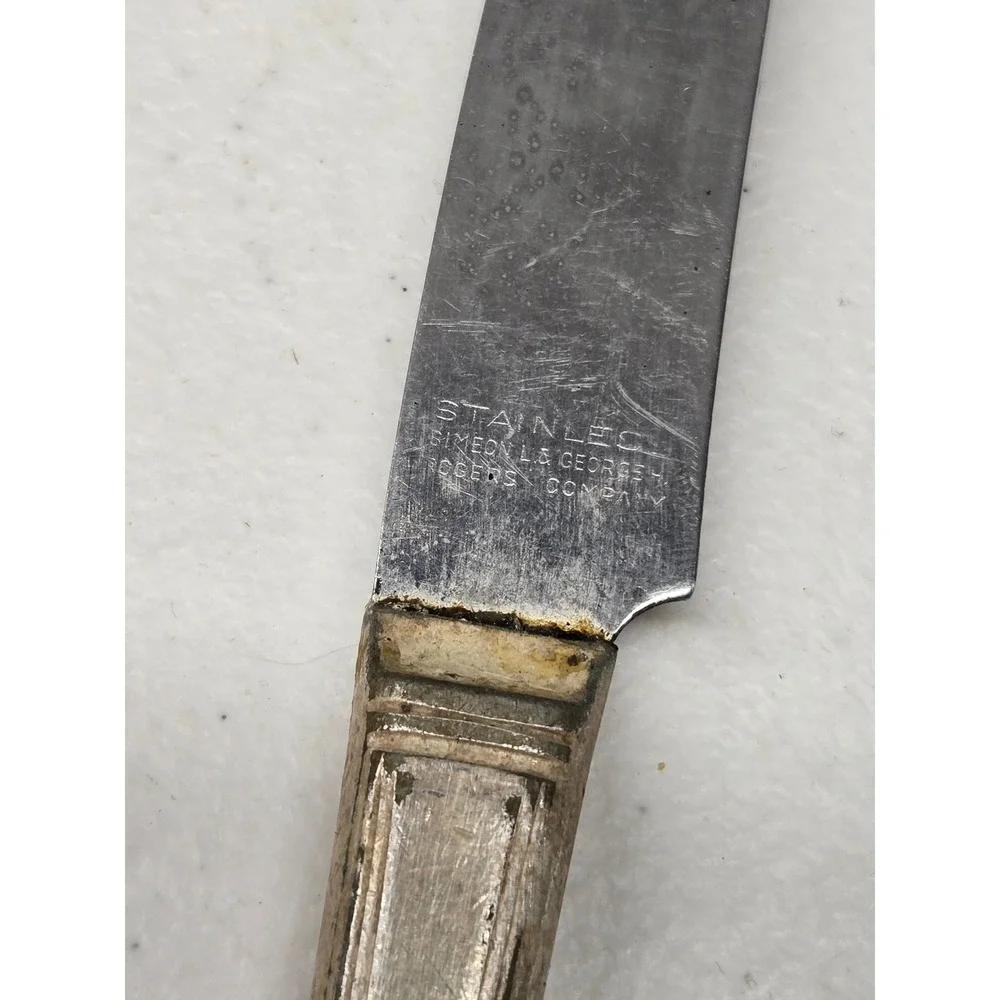 Simeon L & George H Rogers Co Art Deco Silver Plate Dinner Knife Stainless Blade